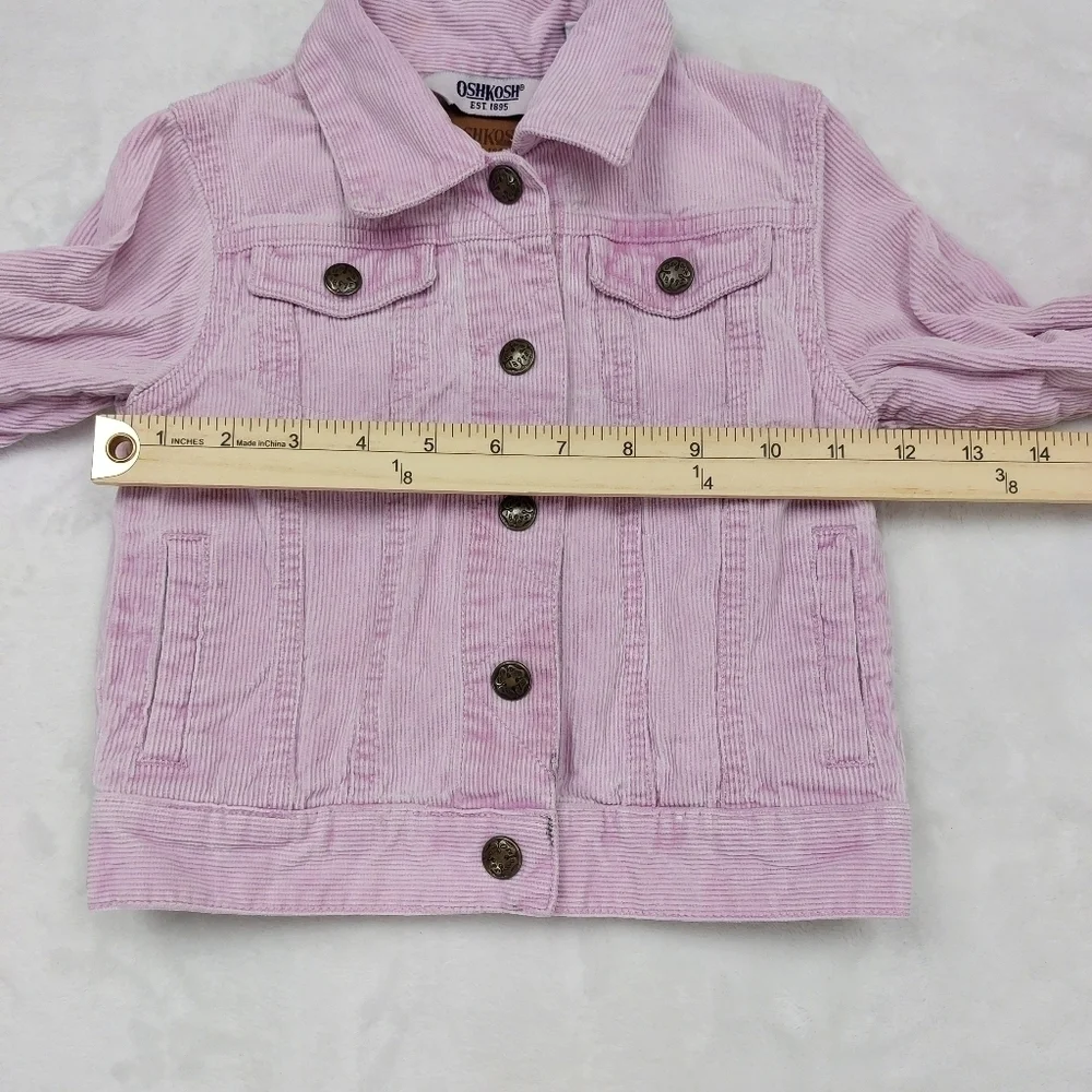 OSHKOSH GIRLS LIGHT PURPLE LAVENDER CORDUROY BUTTON FRONT JACKET SIZE 4/4T